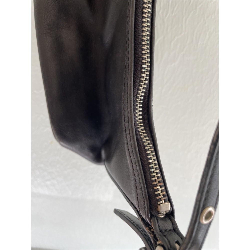 COACH Old 9844 Vintage Black Demi Baguette Leather Mini Hobo Bag Silver Hardware - Picture 10 of 14